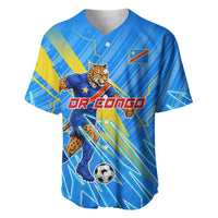 Personalized DR Congo Football Baseball Jersey Lightning Leopard National Flag Motif