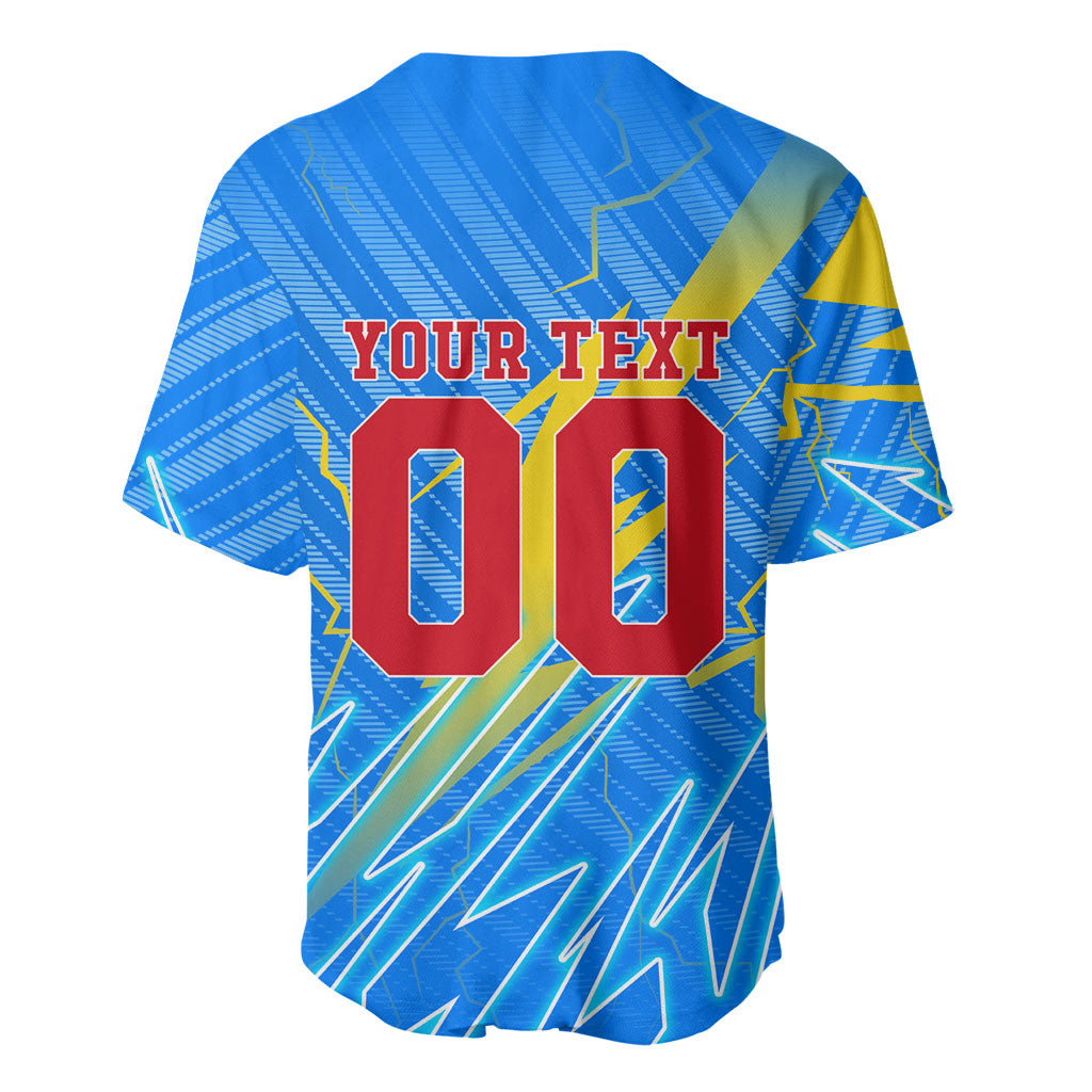 Personalized DR Congo Football Baseball Jersey Lightning Leopard National Flag Motif