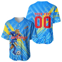 Personalized DR Congo Football Baseball Jersey Lightning Leopard National Flag Motif