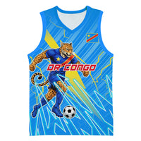 Personalized DR Congo Football Basketball Jersey Lightning Leopard National Flag Motif