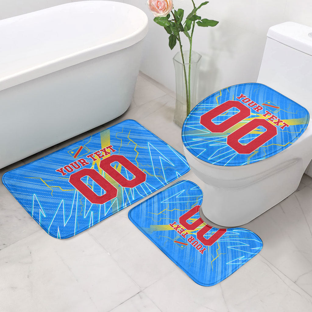 Personalized DR Congo Football Bathroom Set Lightning Leopard National Flag Motif
