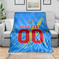 Personalized DR Congo Football Blanket Lightning Leopard National Flag Motif