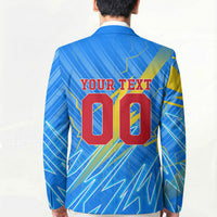 Personalized DR Congo Football Blazer Lightning Leopard National Flag Motif