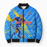 Personalized DR Congo Football Bomber Puffer Jacket Lightning Leopard National Flag Motif