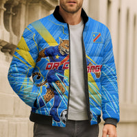 Personalized DR Congo Football Bomber Puffer Jacket Lightning Leopard National Flag Motif