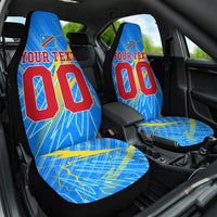 Personalized DR Congo Football Car Seat Cover Lightning Leopard National Flag Motif