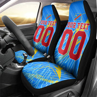 Personalized DR Congo Football Car Seat Cover Lightning Leopard National Flag Motif