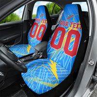 Personalized DR Congo Football Car Seat Cover Lightning Leopard National Flag Motif