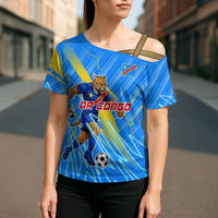 Personalized DR Congo Football Cross Shoulder Shirt Lightning Leopard National Flag Motif