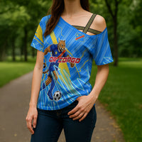Personalized DR Congo Football Cross Shoulder Shirt Lightning Leopard National Flag Motif