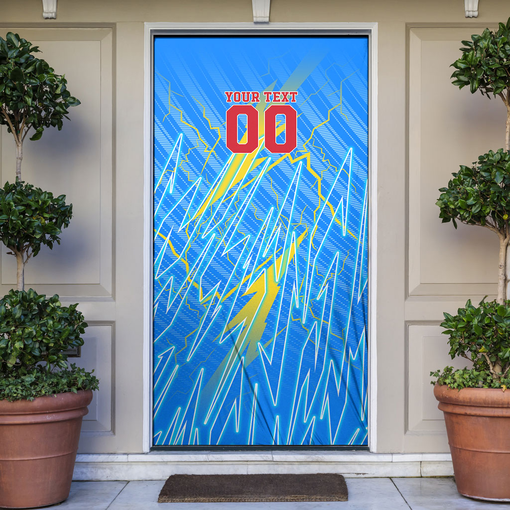 Personalized DR Congo Football Door Cover Lightning Leopard National Flag Motif