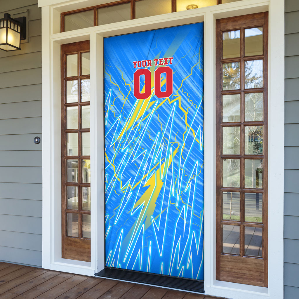 Personalized DR Congo Football Door Cover Lightning Leopard National Flag Motif