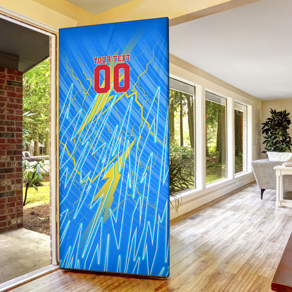 Personalized DR Congo Football Door Cover Lightning Leopard National Flag Motif