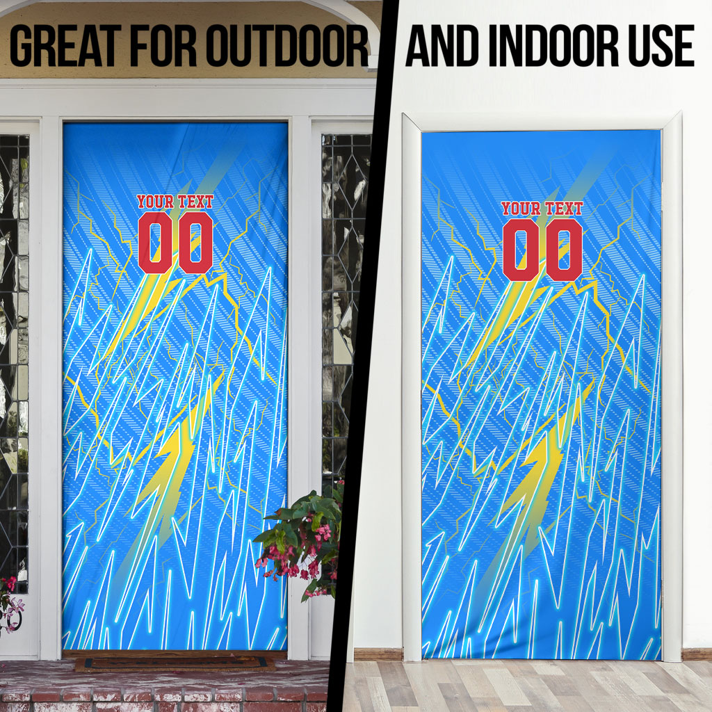 Personalized DR Congo Football Door Cover Lightning Leopard National Flag Motif