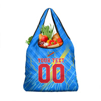 Personalized DR Congo Football Grocery Bag Lightning Leopard National Flag Motif