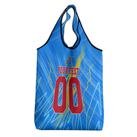 Personalized DR Congo Football Grocery Bag Lightning Leopard National Flag Motif