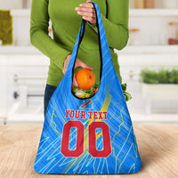 Personalized DR Congo Football Grocery Bag Lightning Leopard National Flag Motif