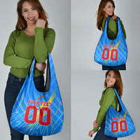 Personalized DR Congo Football Grocery Bag Lightning Leopard National Flag Motif
