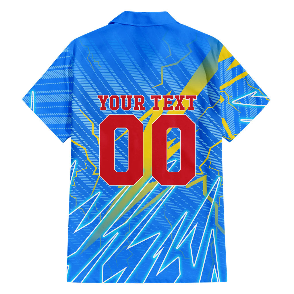 Personalized DR Congo Football Hawaiian Shirt Lightning Leopard National Flag Motif