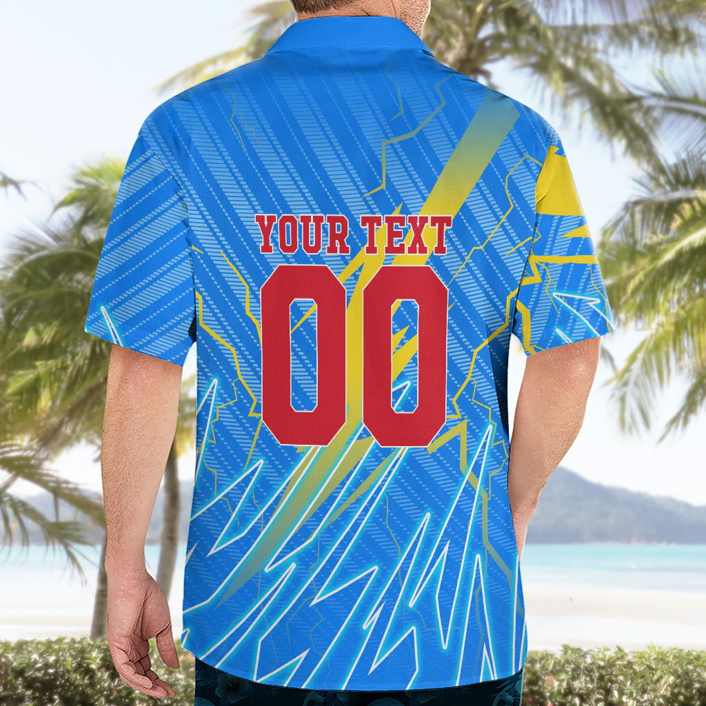 Personalized DR Congo Football Hawaiian Shirt Lightning Leopard National Flag Motif