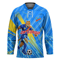 Personalized DR Congo Football Hockey Jersey Lightning Leopard National Flag Motif