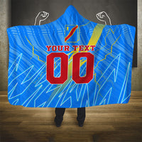 Personalized DR Congo Football Hooded Blanket Lightning Leopard National Flag Motif