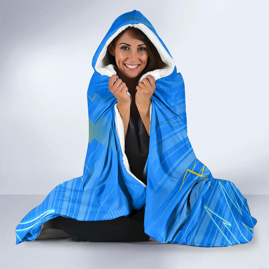 Personalized DR Congo Football Hooded Blanket Lightning Leopard National Flag Motif