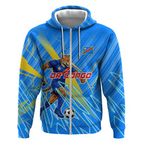 Personalized DR Congo Football Hoodie Lightning Leopard National Flag Motif