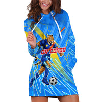 Personalized DR Congo Football Hoodie Dress Lightning Leopard National Flag Motif