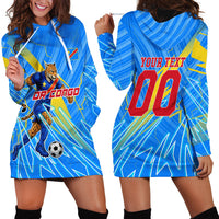 Personalized DR Congo Football Hoodie Dress Lightning Leopard National Flag Motif