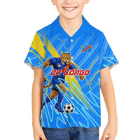 Personalized DR Congo Football Kid Hawaiian Shirt Lightning Leopard National Flag Motif