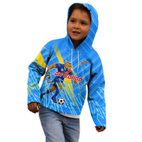 Personalized DR Congo Football Kid Hoodie Lightning Leopard National Flag Motif