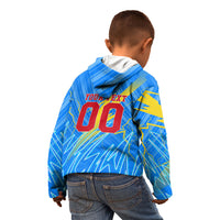 Personalized DR Congo Football Kid Hoodie Lightning Leopard National Flag Motif