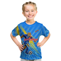 Personalized DR Congo Football Kid T Shirt Lightning Leopard National Flag Motif