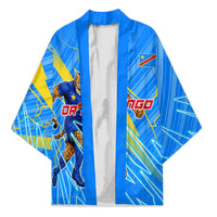 Personalized DR Congo Football Kimono Lightning Leopard National Flag Motif