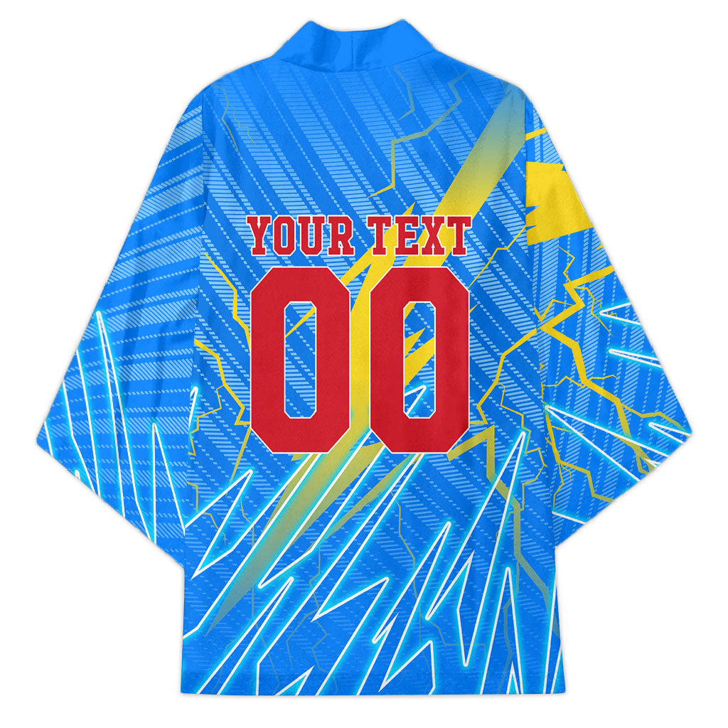 Personalized DR Congo Football Kimono Lightning Leopard National Flag Motif