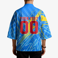 Personalized DR Congo Football Kimono Lightning Leopard National Flag Motif