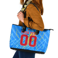 Personalized DR Congo Football Leather Tote Bag Lightning Leopard National Flag Motif
