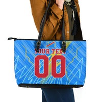 Personalized DR Congo Football Leather Tote Bag Lightning Leopard National Flag Motif