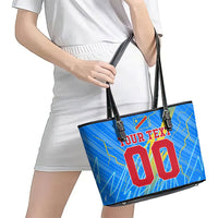 Personalized DR Congo Football Leather Tote Bag Lightning Leopard National Flag Motif