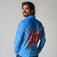 Personalized DR Congo Football Long Sleeve Polo Shirt Lightning Leopard National Flag Motif