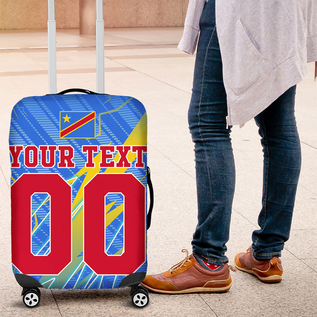 Personalized DR Congo Football Luggage Cover Lightning Leopard National Flag Motif