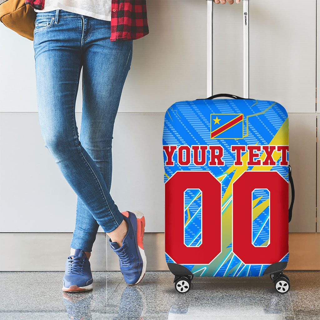 Personalized DR Congo Football Luggage Cover Lightning Leopard National Flag Motif