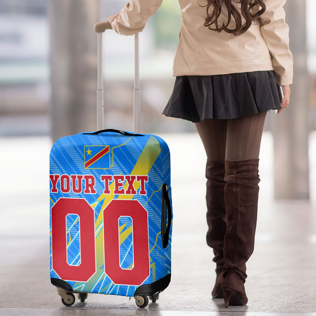 Personalized DR Congo Football Luggage Cover Lightning Leopard National Flag Motif