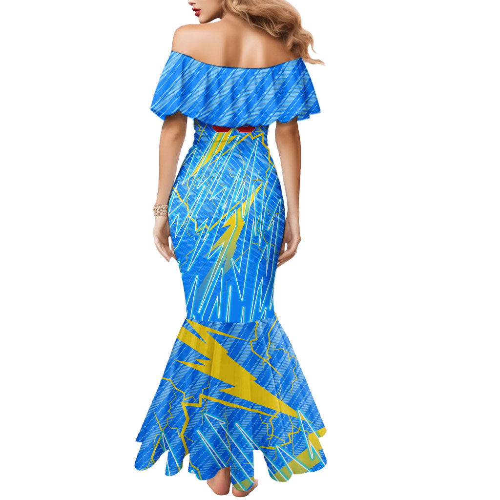 Personalized DR Congo Football Mermaid Dress Lightning Leopard National Flag Motif
