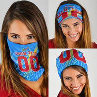 Personalized DR Congo Football Neck Gaiter Lightning Leopard National Flag Motif