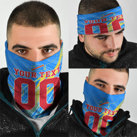 Personalized DR Congo Football Neck Gaiter Lightning Leopard National Flag Motif