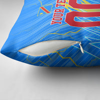 Personalized DR Congo Football Pillow Cover Lightning Leopard National Flag Motif