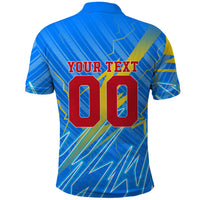 Personalized DR Congo Football Polo Shirt Lightning Leopard National Flag Motif