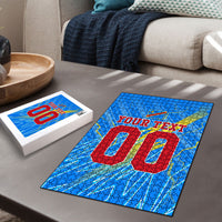 Personalized DR Congo Football Puzzle Lightning Leopard National Flag Motif